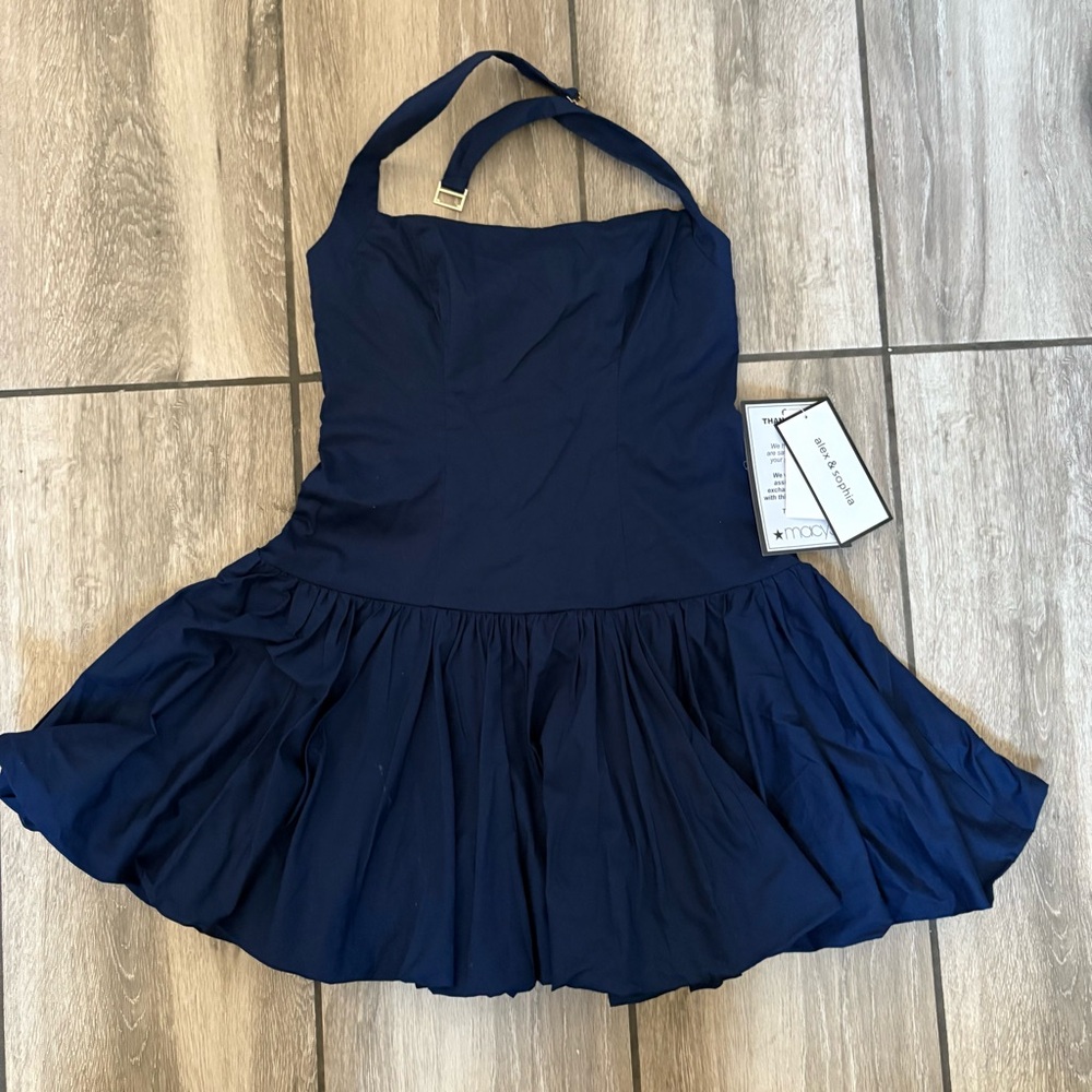 Navy Blue Halter Dress